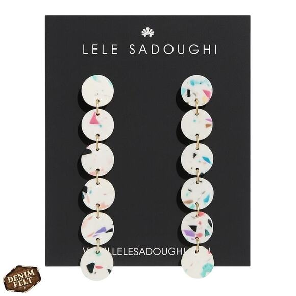 Lele Sadoughi Terrazzo Disc Drop Earrings Multicolor Confetti Resin ~ NEW!! - Picture 1 of 6